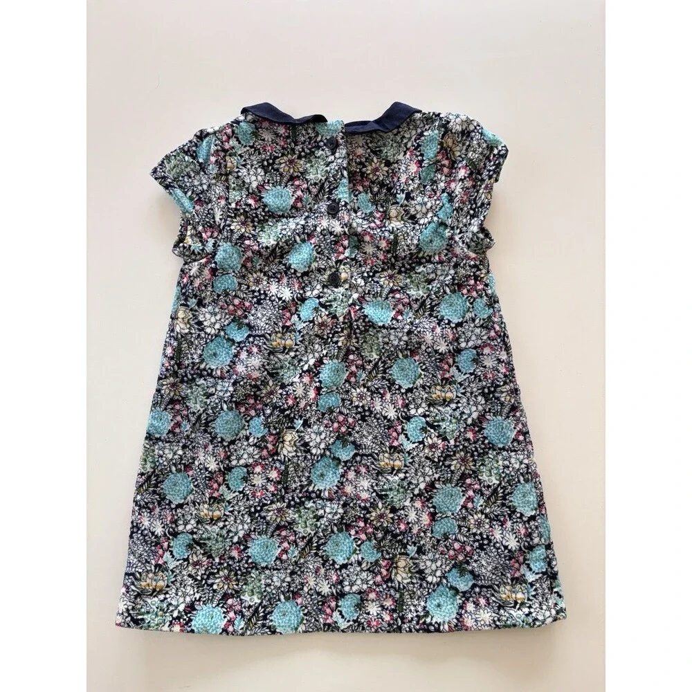 Janie & Jack Baby Girls Size 18-24 Months Floral Corduroy Shift Dress Preppy